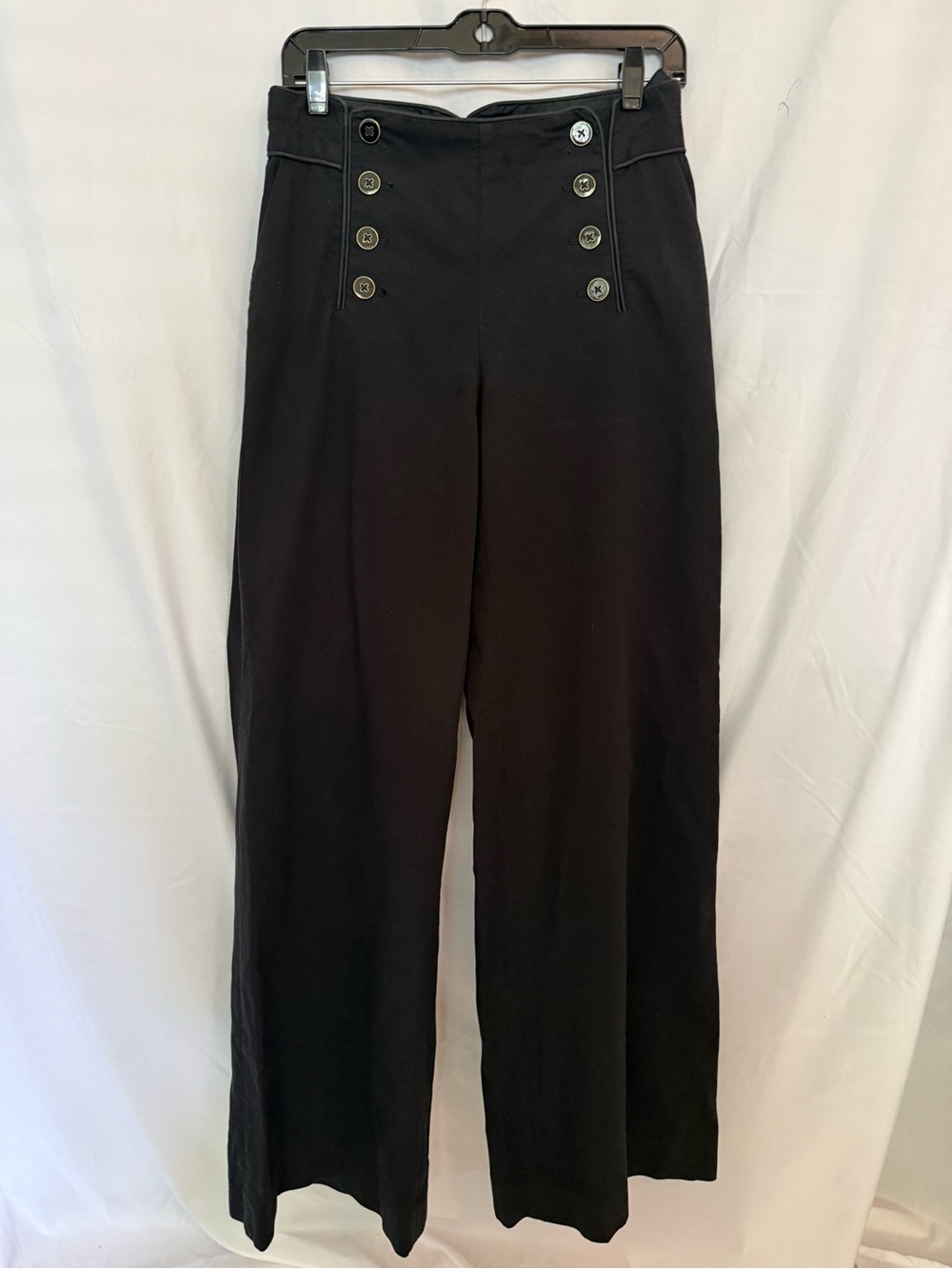 High-Waist Black Wide-Leg Sailor Pants